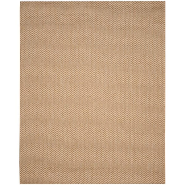 Courtyard Natural/Cream 8 ft. x 11 ft. Solid Indoor/Outdoor Patio  Area Rug