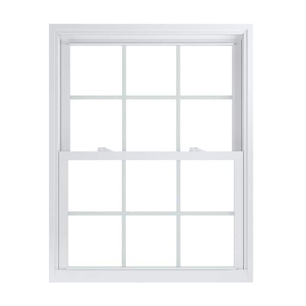 American Craftsman 35.75 in. x 45.25 in. 70 Pro Series Low-E Argon Glass Double Hung White Vinyl Replacement Window with Grids, Screen Incl