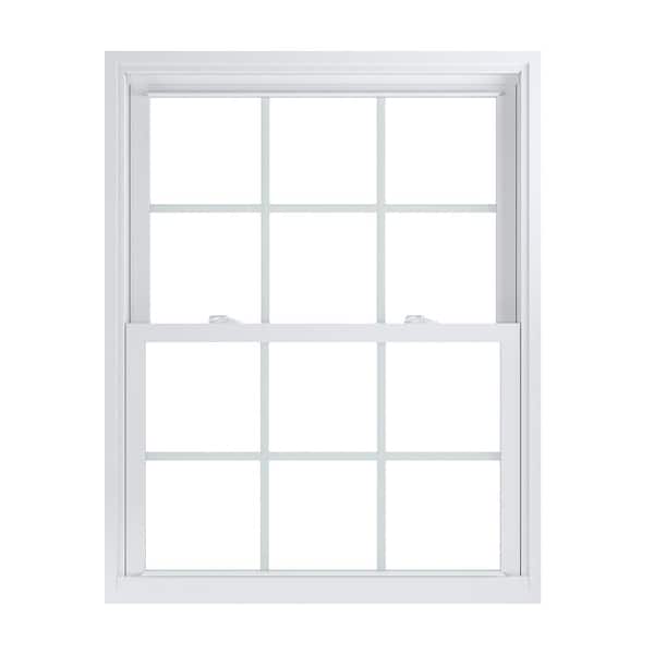 American Craftsman 35.75 in. x 45.25 in. 70 Pro Series Low-E Argon PS Glass Double Hung White Vinyl Repl Window with Grids, Screen Incl