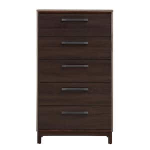 Magnolia 5-Drawer Brown Chest of Drawers (30.2 in. L x 15.5 in. W x 52.5 in. H)