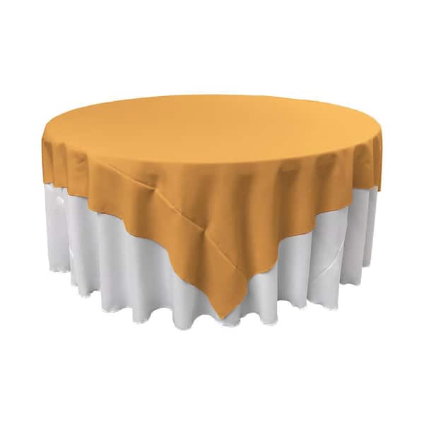 LA Linen 90 in. x 90 in. Gold Polyester Poplin Square Tablecloth