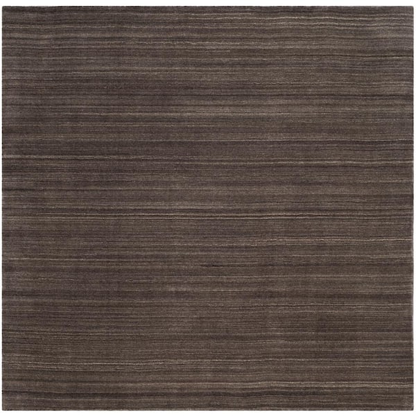 SAFAVIEH Himalaya Charcoal 6 ft. x 6 ft. Square Solid Striped Area Rug