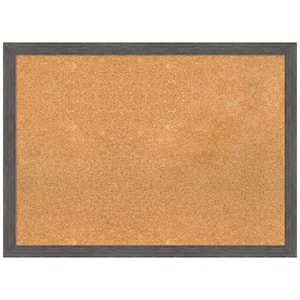 Pinstripe Plank Grey 29.88 in. x 21.88 in. Framed Corkboard Memo Board