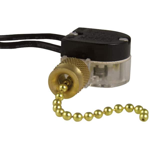 Brass Pull Chain On/Off Canopy Appliance Switch E81372 