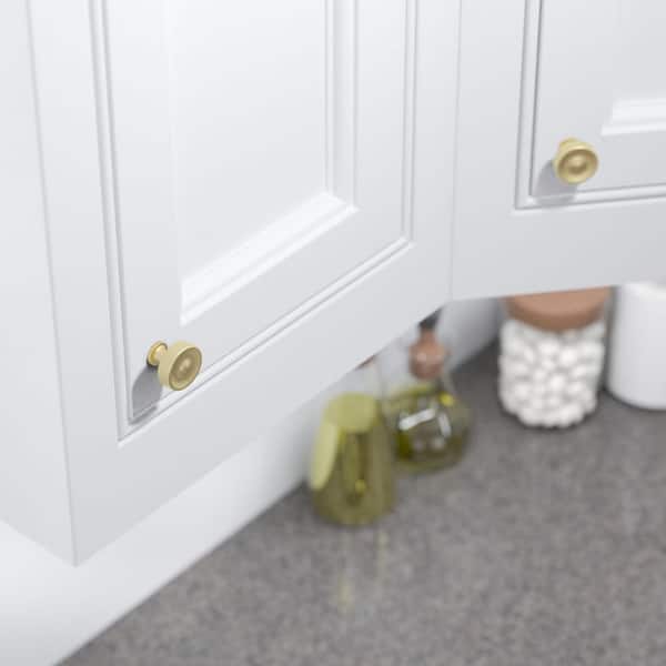 1-3/8 in. (35 mm) Satin Brass Traditional Metal Cabinet Knob