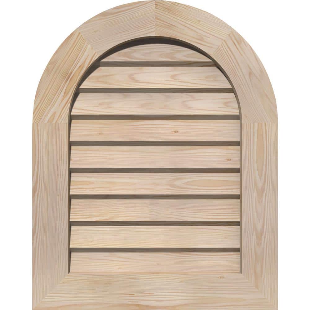 UPC 194438670222 product image for 19 in. x 35 in. Round Top Unfinished Smooth Pine Wood Built-in Screen Gable Louv | upcitemdb.com