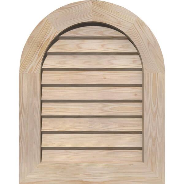 Ekena Millwork 35" x 29" Round Top Unfinished Smooth Pine Wood Paintable Gable Louver Vent Non-Functional