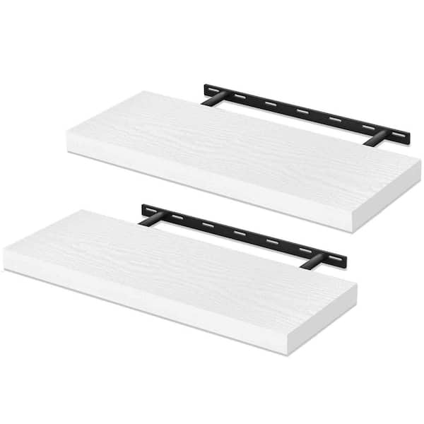 Unbranded 24 in. W x 8 in. D Rustic White Floating Decorative Wall Shelf Set of 2