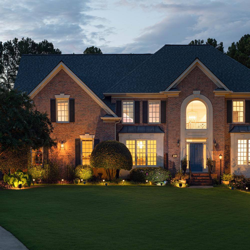 Premier Black Aluminum Solar LED Pathway Lights with Dual Color, Set of 2