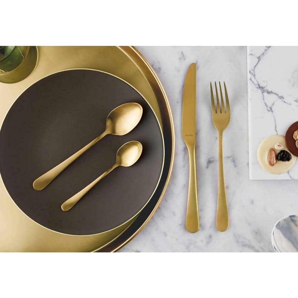 Amefa Austin 20pc 18/0 Stainless Steel Gold Flatware Set