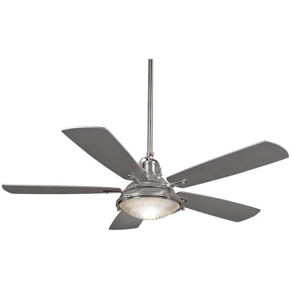 MINKA-AIRE Groton 56 in. Integrated LED Indoor/Outdoor Brushed Nickel Wet Ceiling Fan with Light and Remote Control