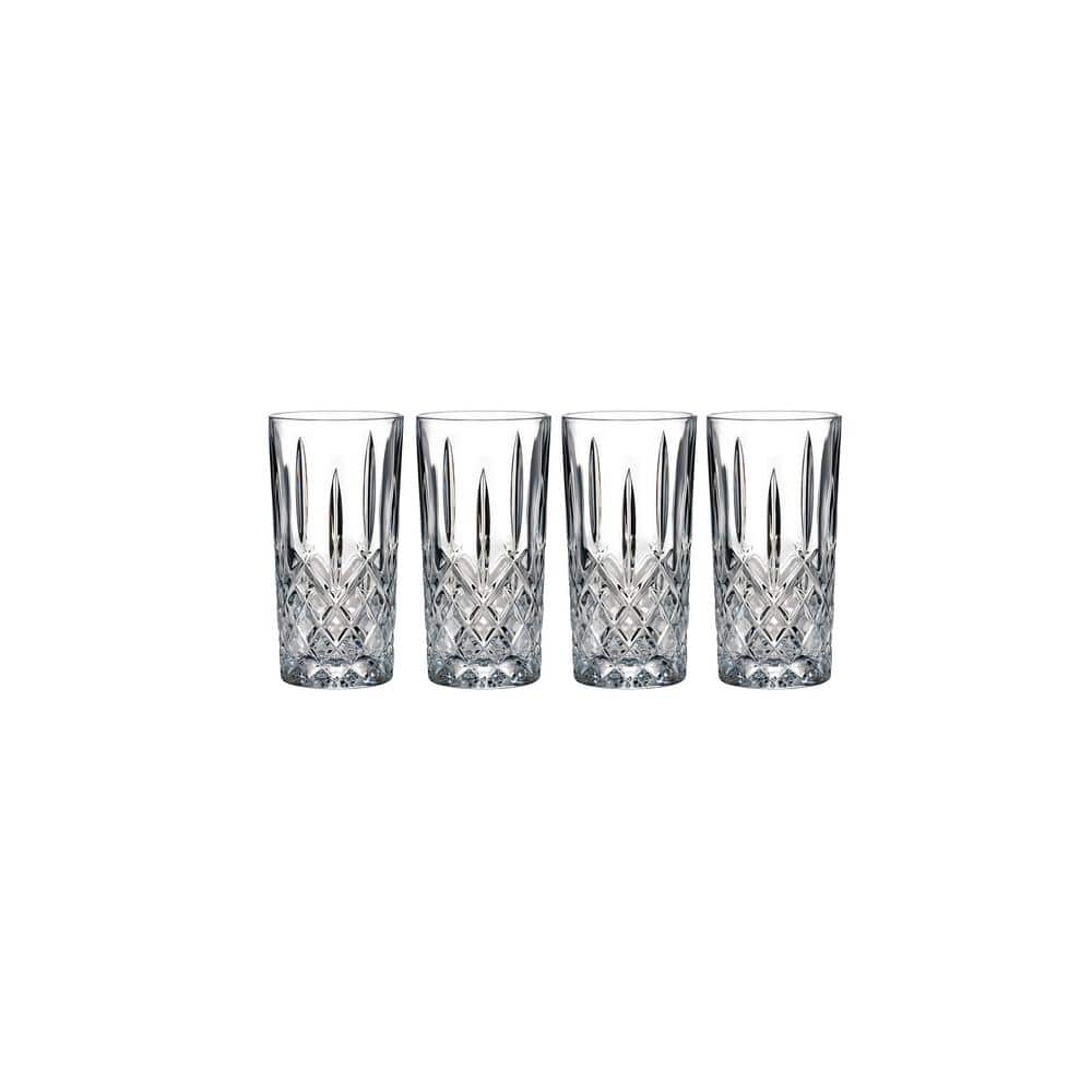 European Hand Cut Crystal Highball Tumbler Glass - Set/6 - Frosted