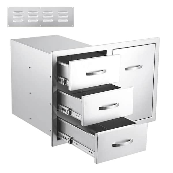28 in. W x 20 in. D x 20 in. H Stainless Steel 3 Drawer Access Drawer Unit with Access Door Combo