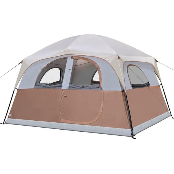Camping Tent 10 ft. x 9 ft. Khaki 6 Person Waterproof Windproof Double Layer Family Camping