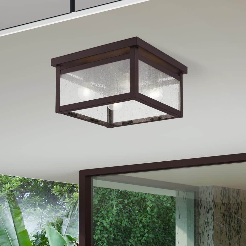 Milford Bronze 4-Light Flush Mount with Clear Seeded Glass