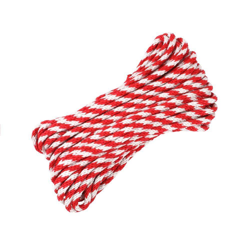 Details about    solid braid Poly Rope 50’ 81 Lbs 4 Pack Secure Line RED & WHITE 1/4" 