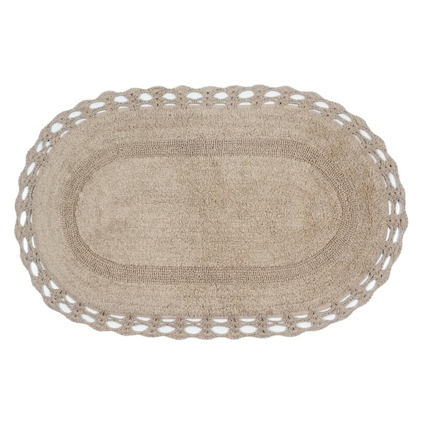 Home Weavers Inc Radiant Collection 24 in. x 40 in. Beige Cotton Bath Rug, Linen