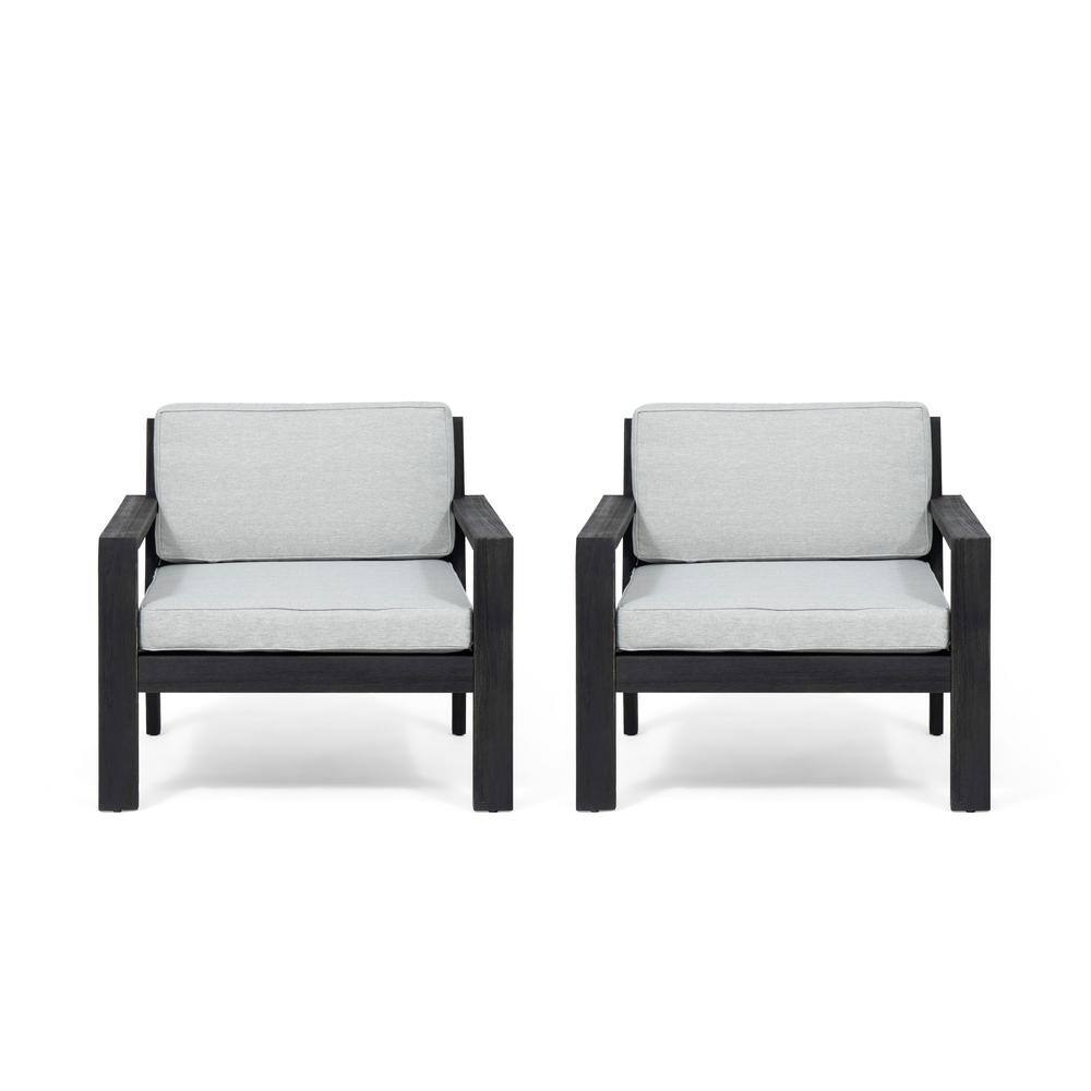 Santa Ana Dark Grey Removable Cushions Wood Outdoor Patio Lounge Chair with Light Grey Cushions (2-Pack) price history on PriceWatchPro