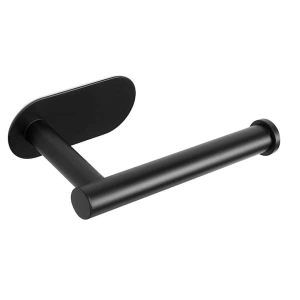 1 Pcs Matte Black Stainless Steel Toilet Paper Holder Self Adhesive, Rustproof Adhesive Toilet Roll Holder No Drilling