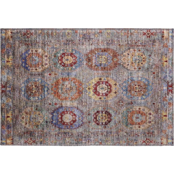 Mayfield Premium Machine Washable Abstract AMF2227 Gray 2 ft. x 3 ft. Accent Rug