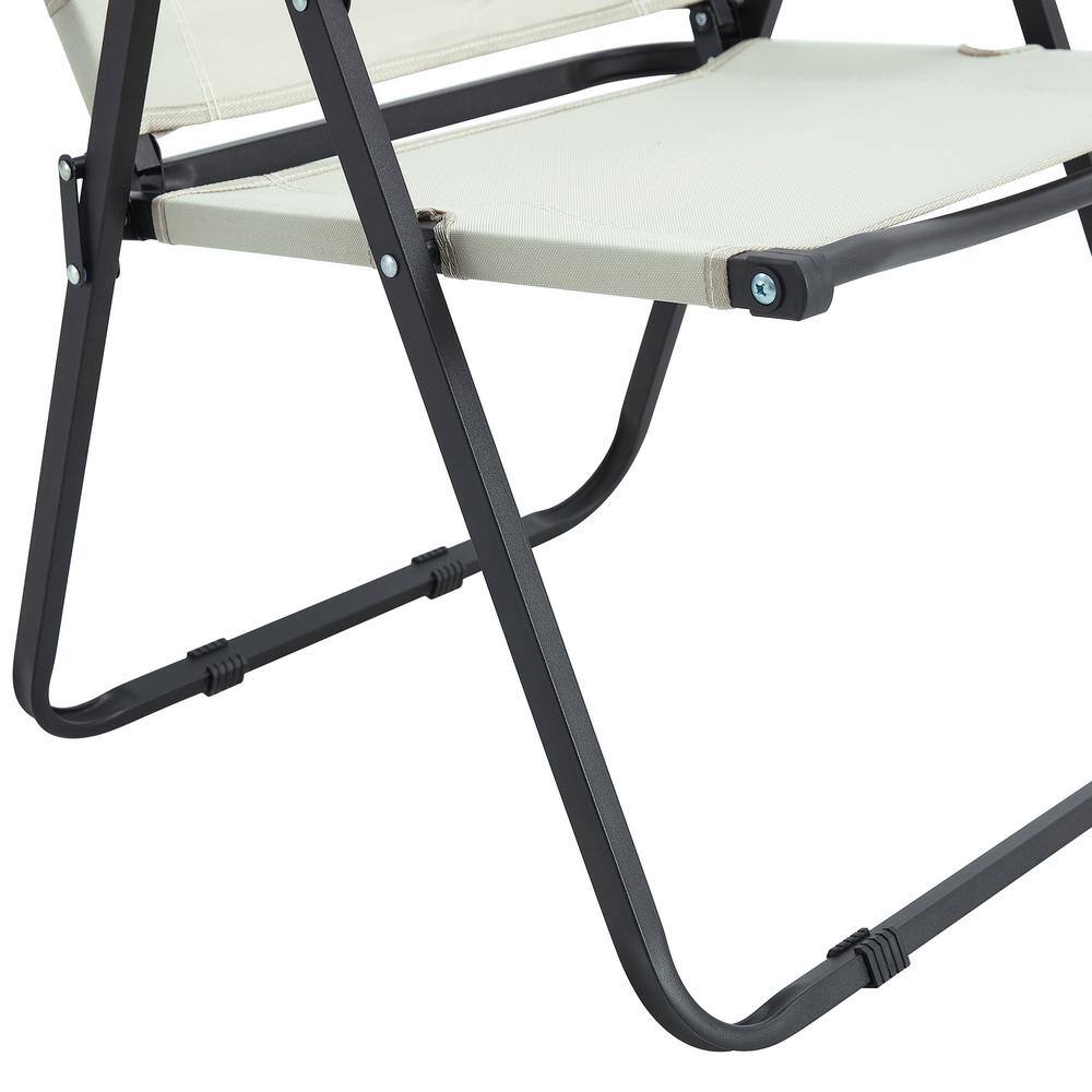 Beige and Black Steel Folding Armchair Set for Outdoor Dining