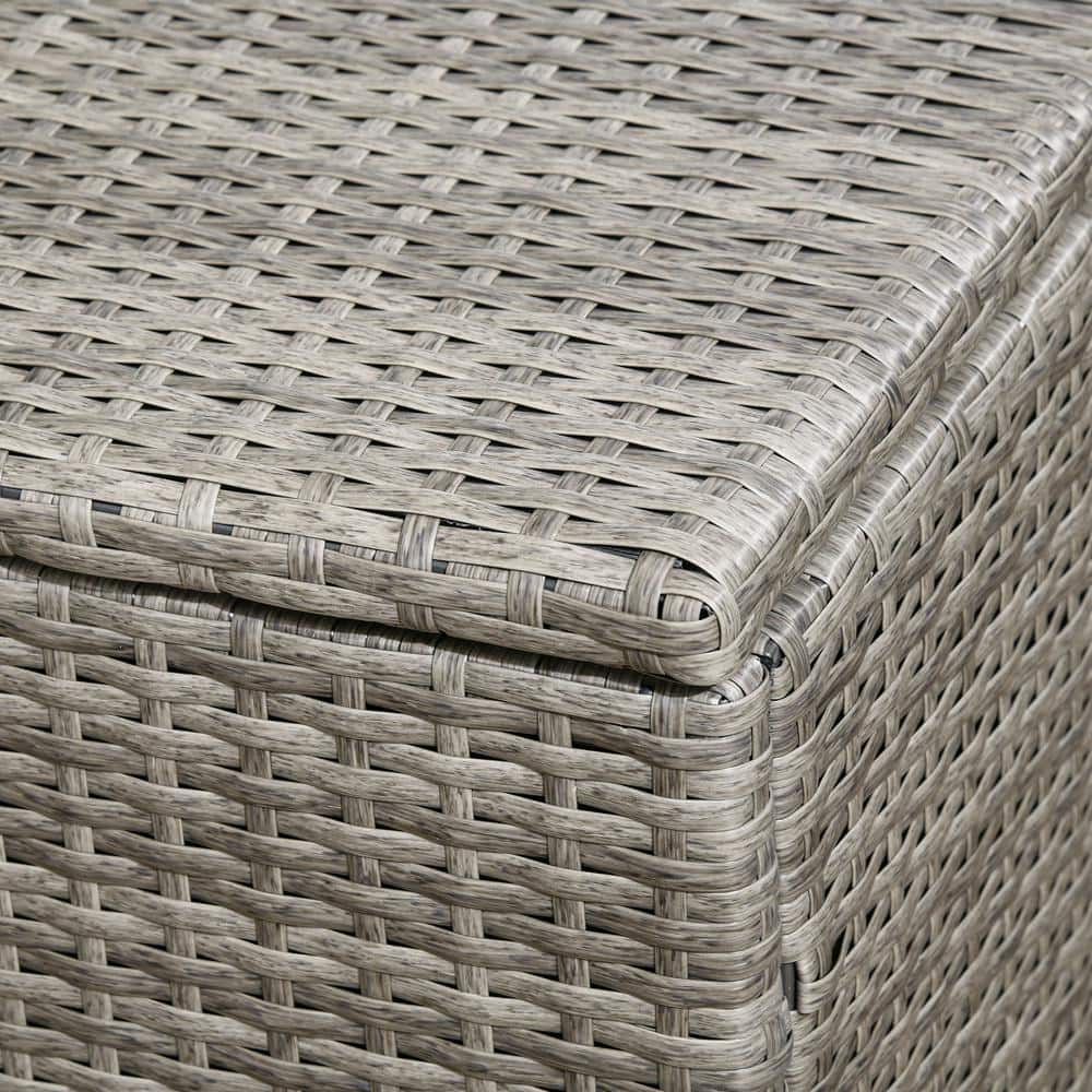 Gray Wicker and Plastic Outdoor Deck Storage Box