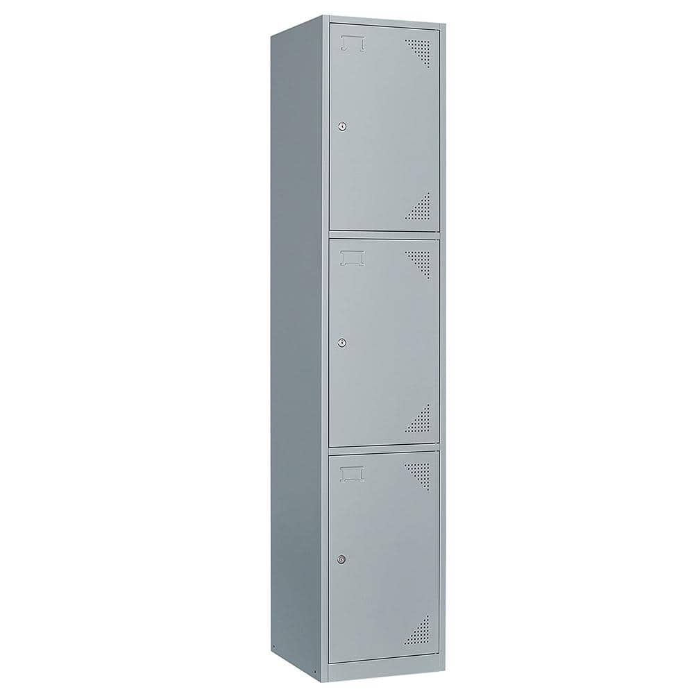 LISSIMO 3-Tier Metal Locker for Gym, School, Office, Metal Storage ...