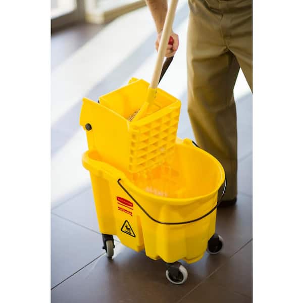 Lavex Black Janitor Cart and Microfiber Wet Mop Kit