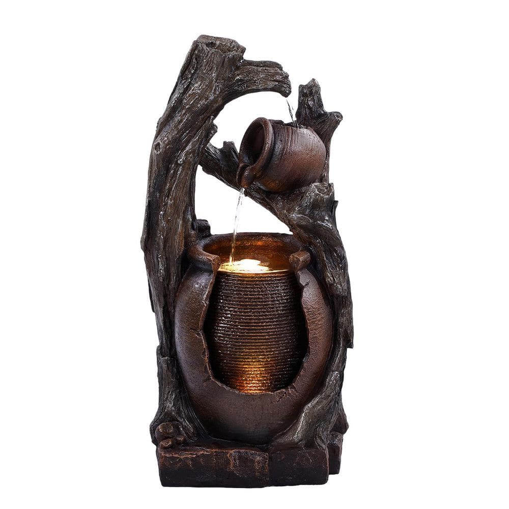 Outdoor 32 in. Electric Resin Tiered Fountain with Lighted Feature price history on PriceWatchPro