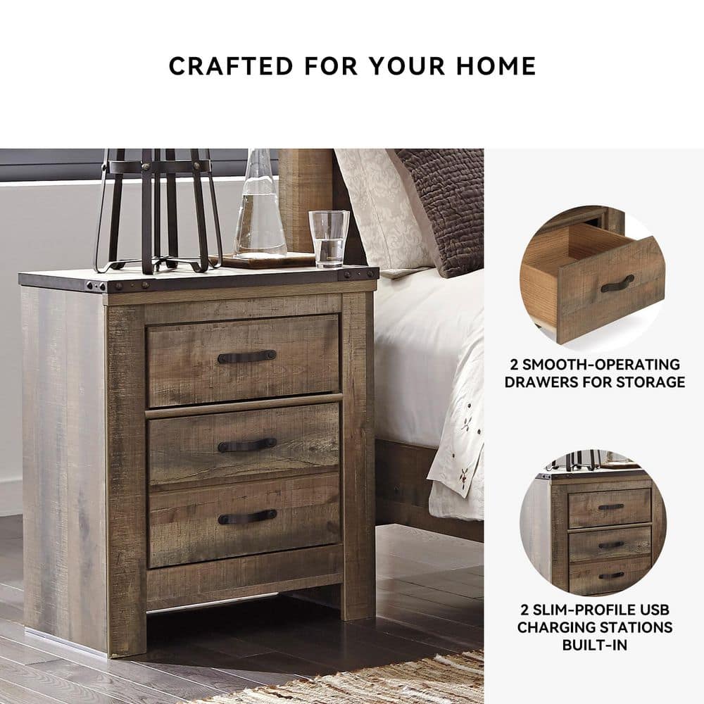 Trinell Brown 2-Drawer 24.72 in. W Nightstands - thumbnail 5