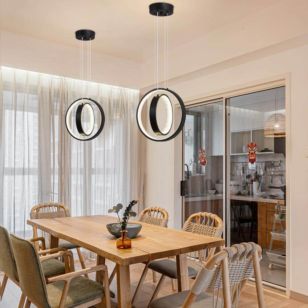 Black Metal Cage LED Ring Pendant Light