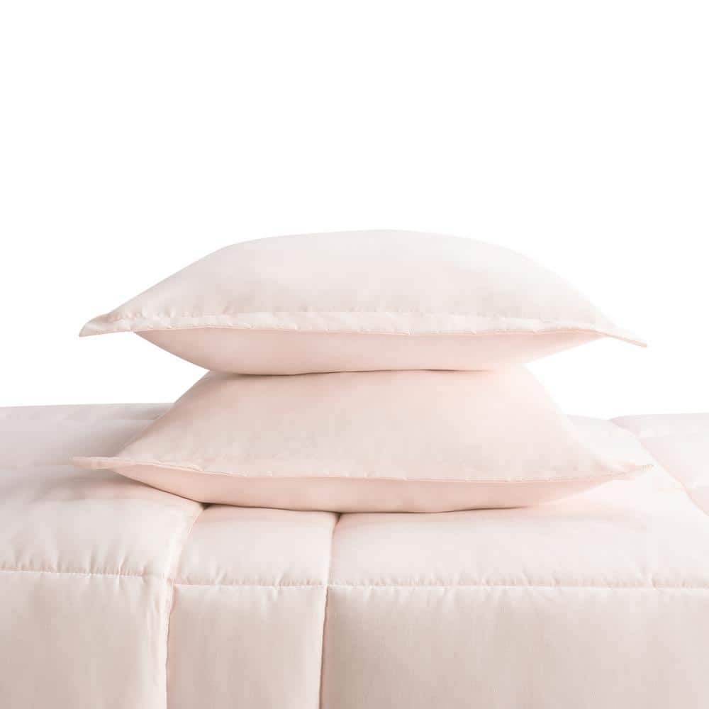 Blush Twin Microfiber Comforter and Sham Set