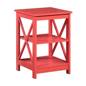 Oxford 17.75 in. Coral Standard Square MDF Top End Table with Shelves