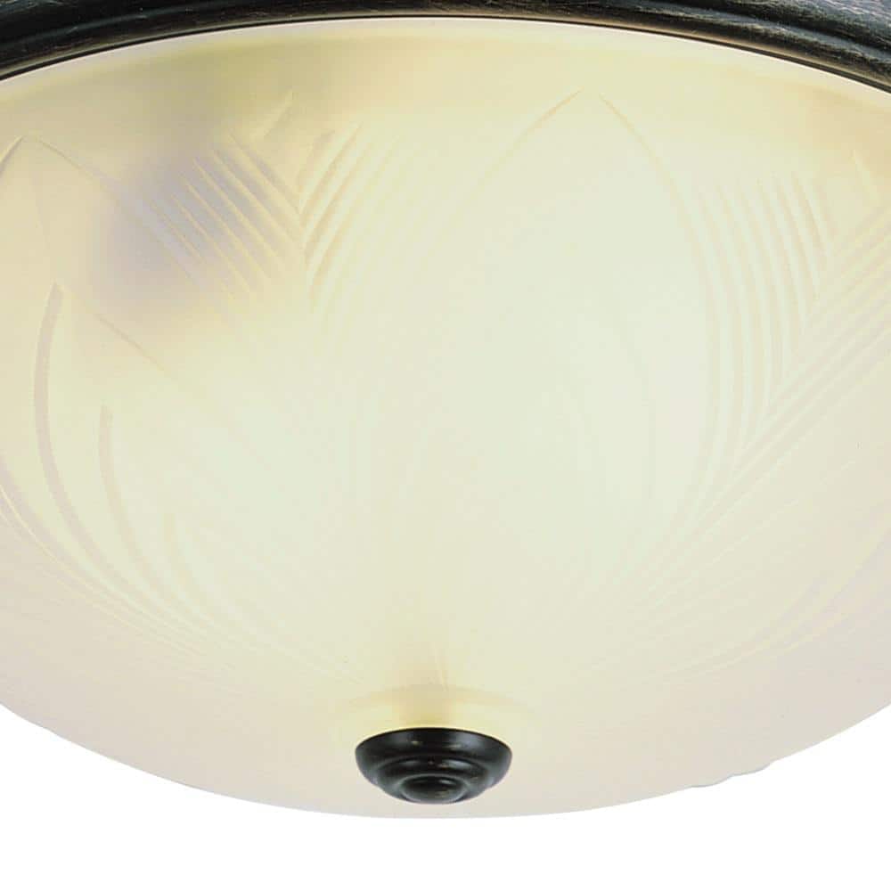 13-inch Frosted Glass Bowl Flush Mount Light in Rubbed Oil Bronze