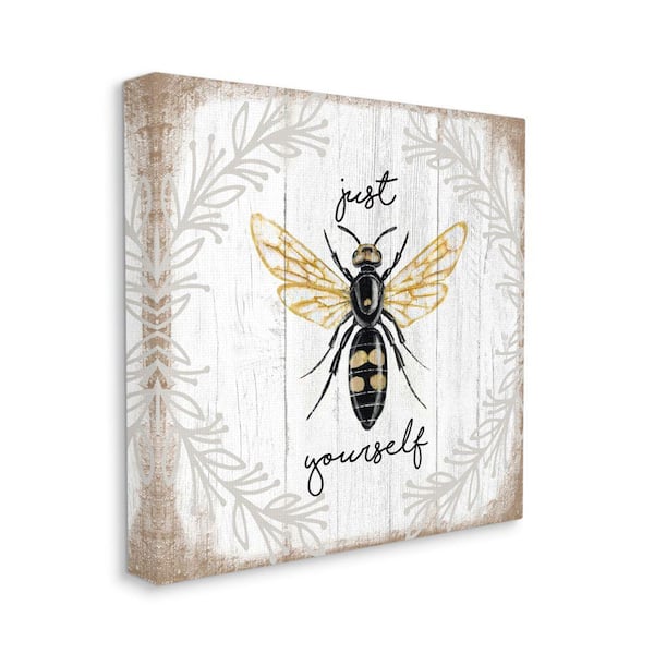 Stupell Industries Just Be Yourself Sentiment Country Charm Bee By Elizabeth Tyndall Unframed Print Country Wall Art 24 in. x 24 in.