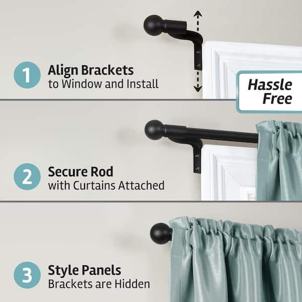 Easy Install Adjustable Cafe Window Rod, Easy To Install Curtain Rod Brackets