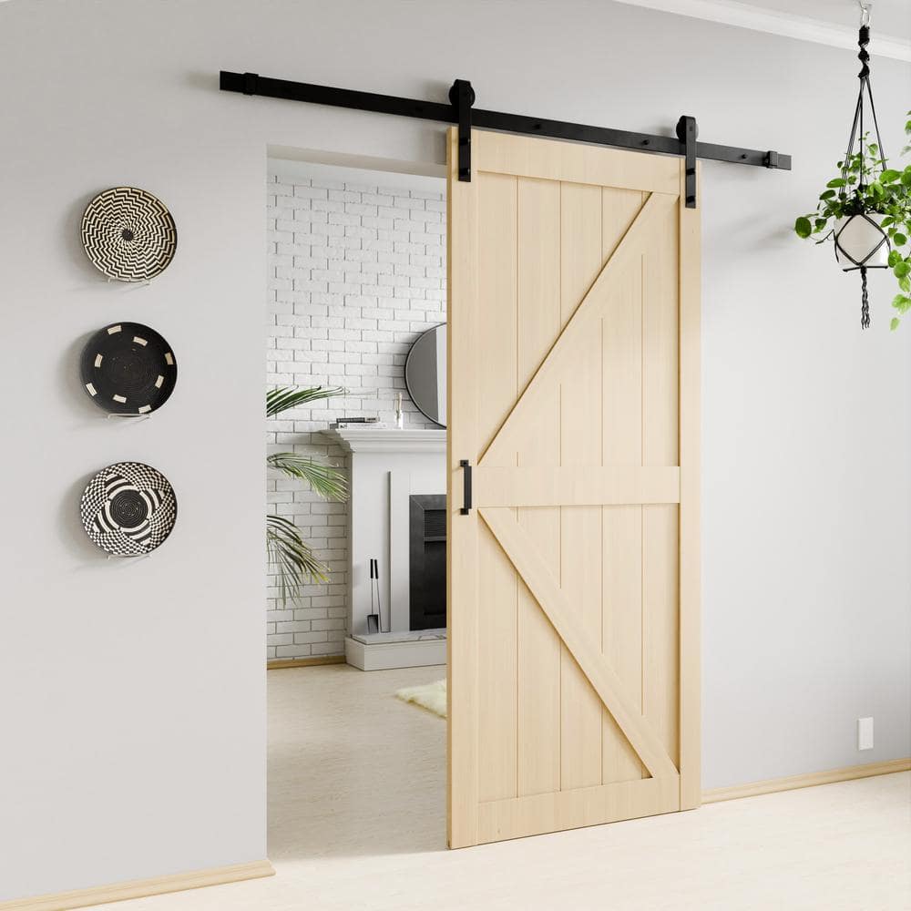 Tan 36" x 84" Sliding Barn Door with Hardware Kit