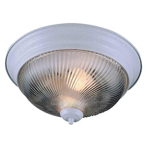 11 in. White Indoor Flush Mount with Clear Swirl Prismatic Glass Bowl