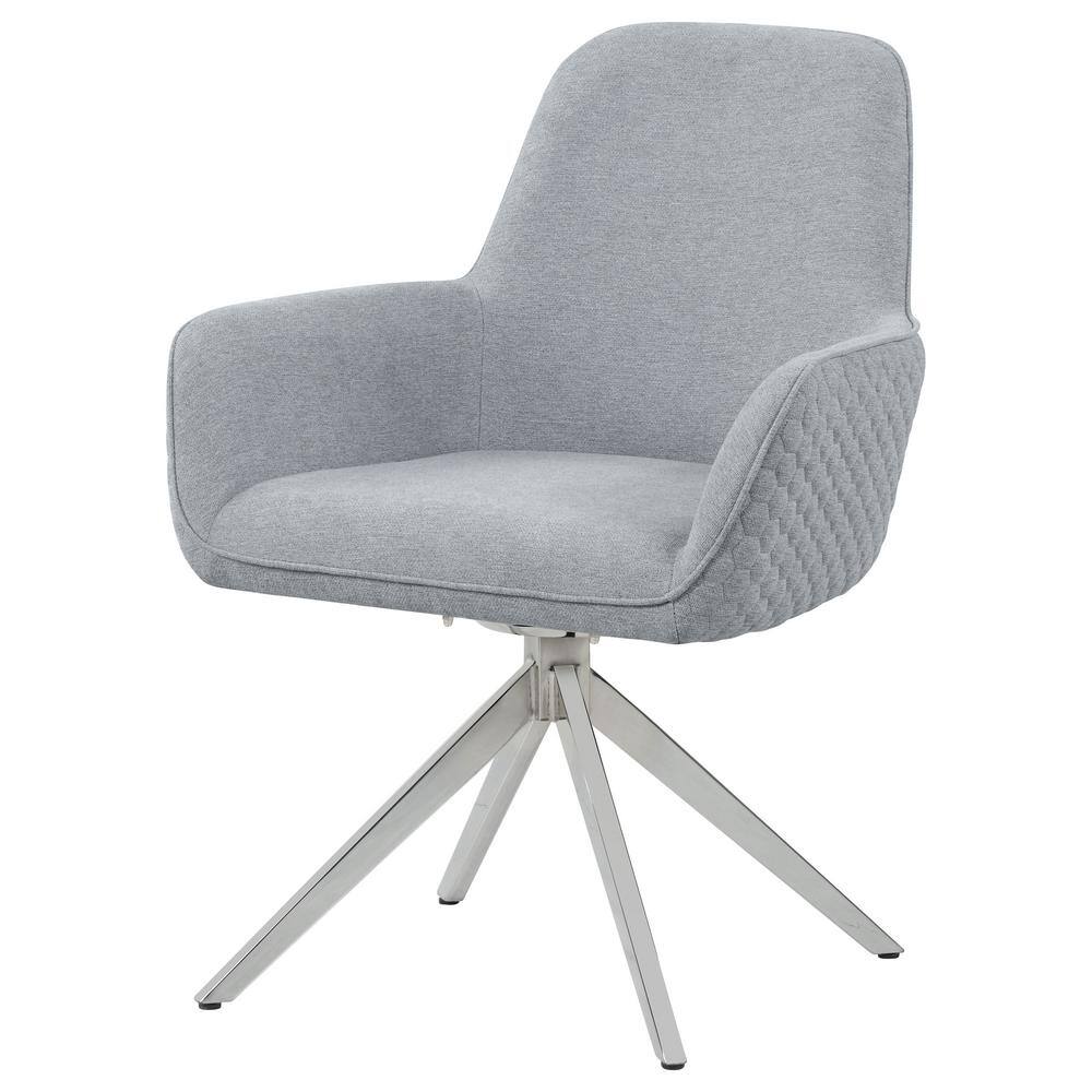 Gray Upholstered Swivel Side Chair with Chrome Legs