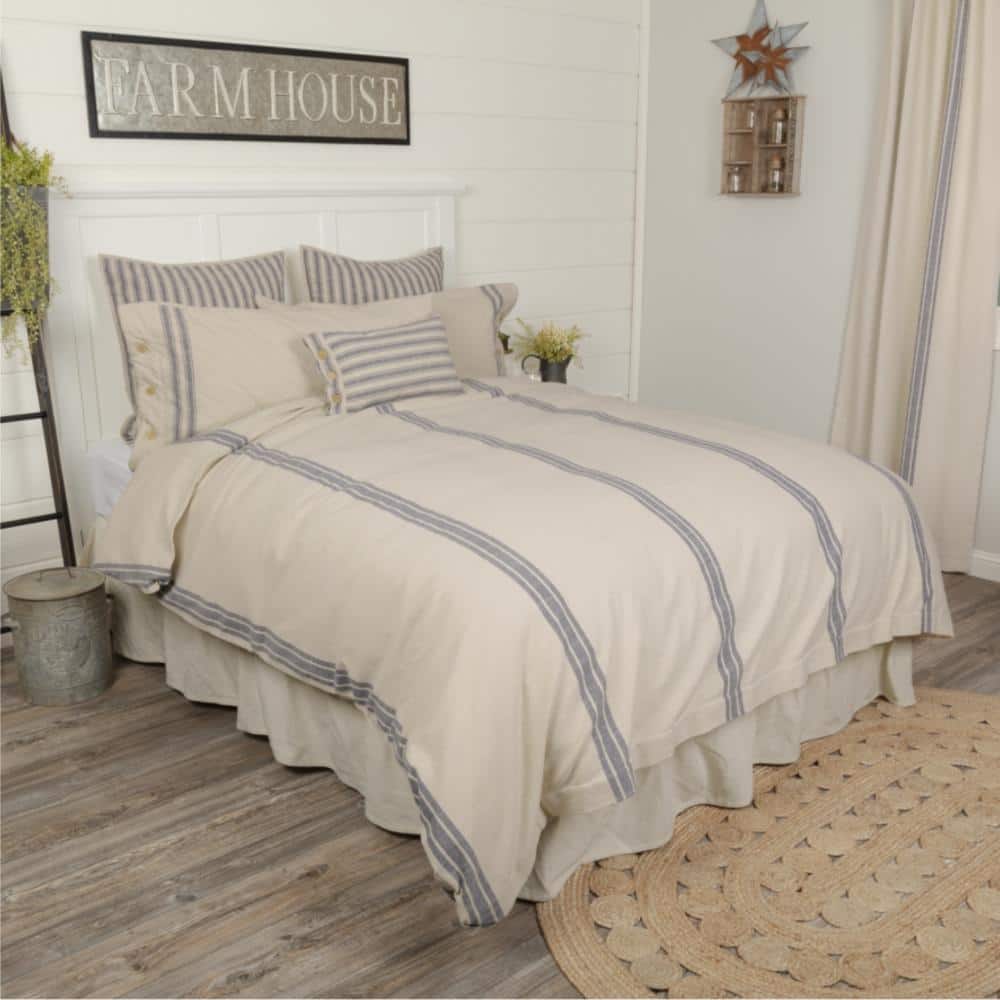 Market Place Blue Grain Sack Stripe King Duvet Cover 92Lx108W price history on PriceWatchPro