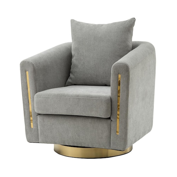 ARTFUL LIVING DESIGN Amanda 33 in. Gray Polyester Swivel Arm Chair
