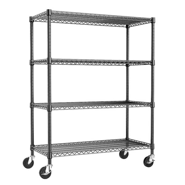 Black 4-Tier Heavy Duty Metal Storage Shelving, Total 2640 lbs. Capacity