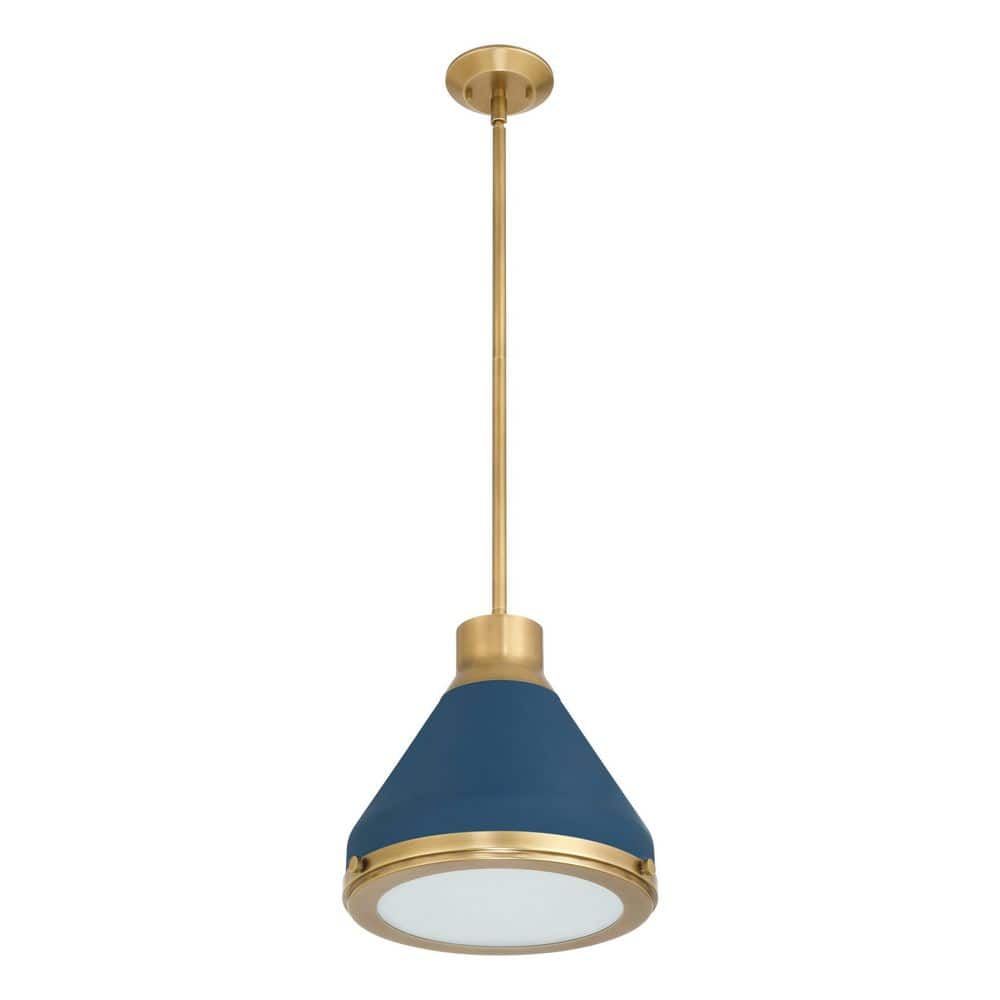 Doyle 13-inch 1-light Natural Brass Pendant Light with Matte Blue Metal Shade price history on PriceWatchPro