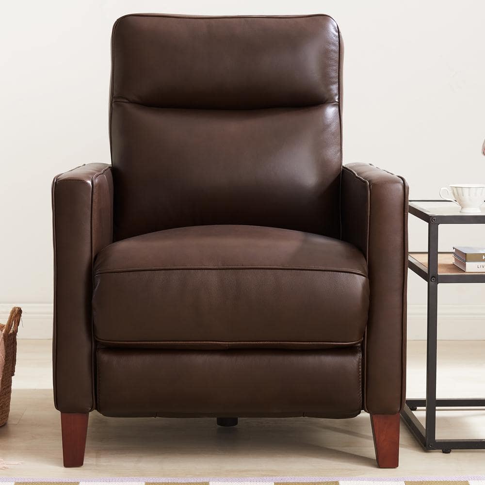 Hydeline Ashby Chestnut Brown Leather Standard Recliner with Adjustable ...