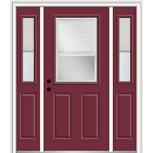 64.5 in. x 81.75 in. Internal Blinds Right-Hand Inswing 1/2-Lite Clear Painted Steel Prehung Front Door with Sidelites