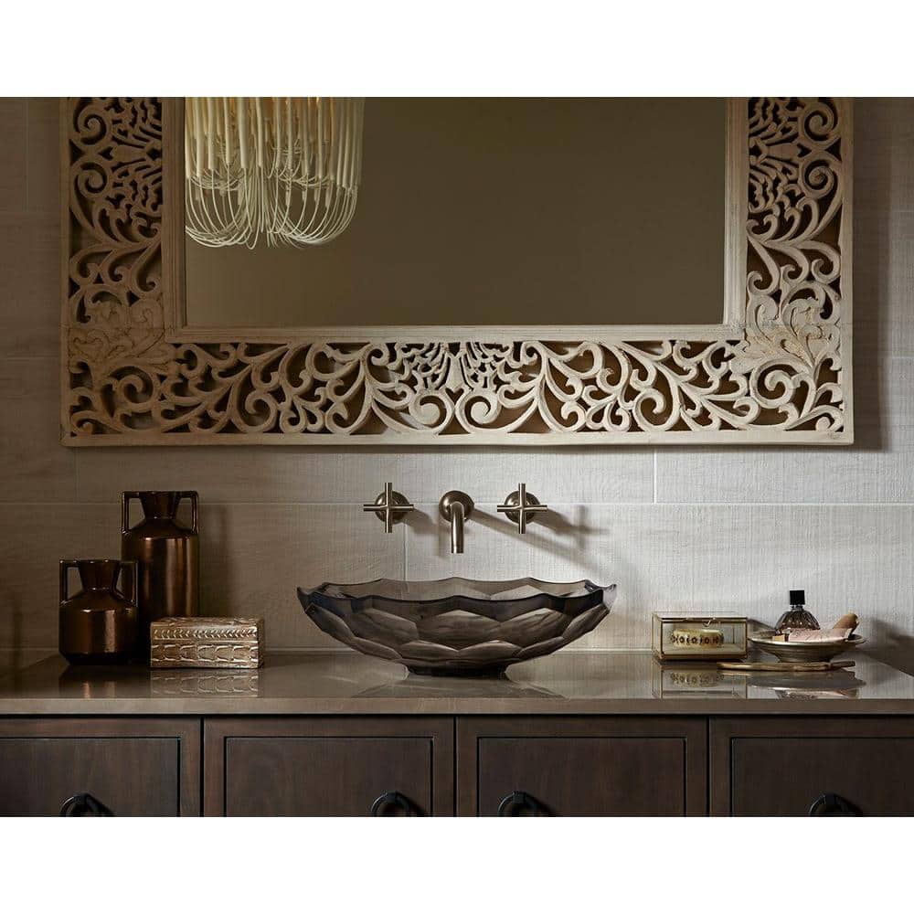Ice Glass Faceted Oval Above-Counter Vessel Sink