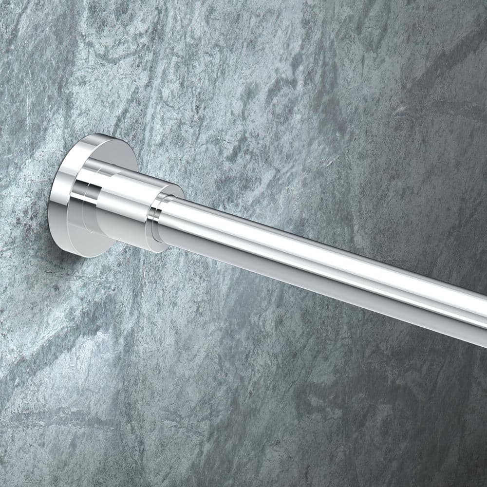 Minimalist 60" Chrome Wall Mounted Brass Shower Curtain Rod