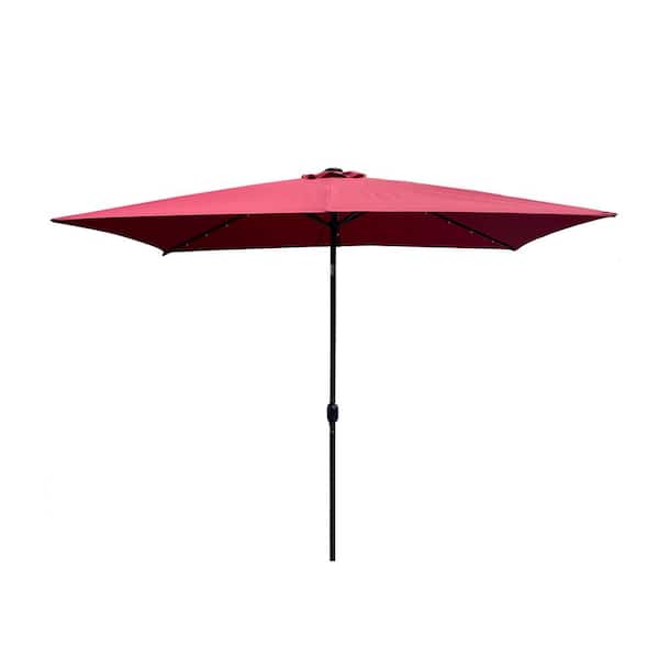 Unbranded 10 ft. x 6.5 ft. Outdoor Patio Market Umbrella Rectangular in Burgundy with Crank Weather Resistant Waterproof
