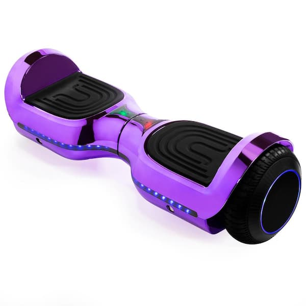 6 in. Purple Electric Hoverboard Self-Balancing SGS Certified Bluetooth Speaker LED Light