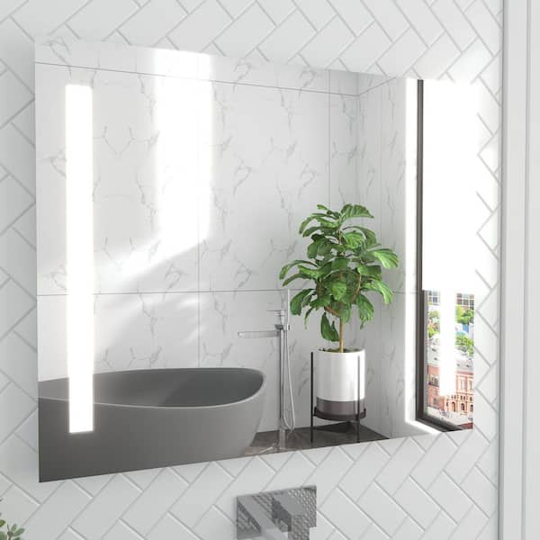 Luciana 36 in. W x 30 in. H Rectangular Frameless LED Light Wall Mount Bathroom Vanity Mirror in Clear
